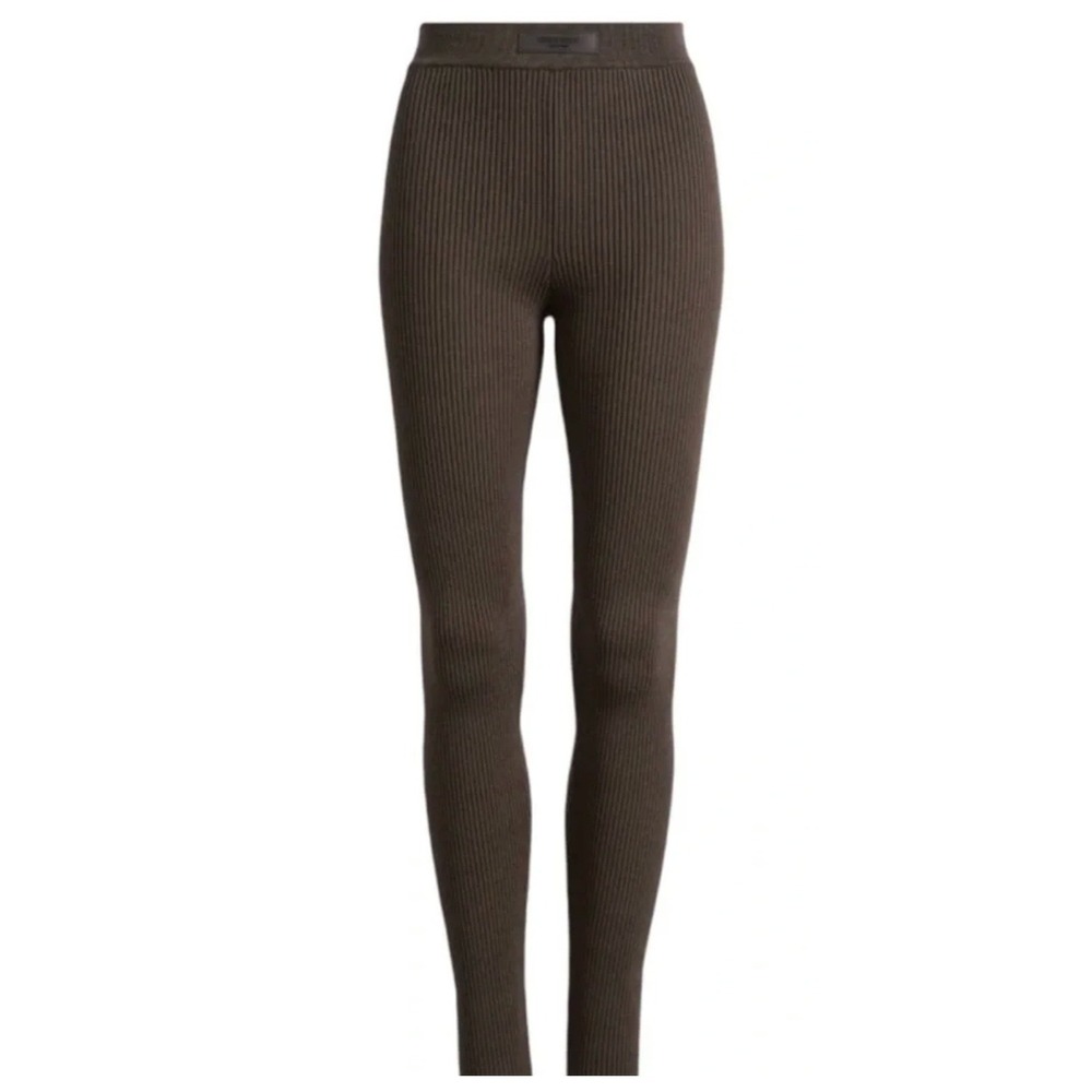 Essentials Fear of God Womens Ribbed Knit Leggings Size M Brown Designer